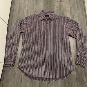 Etro Men's Striped Cotton Button Up Shirt Size XL
